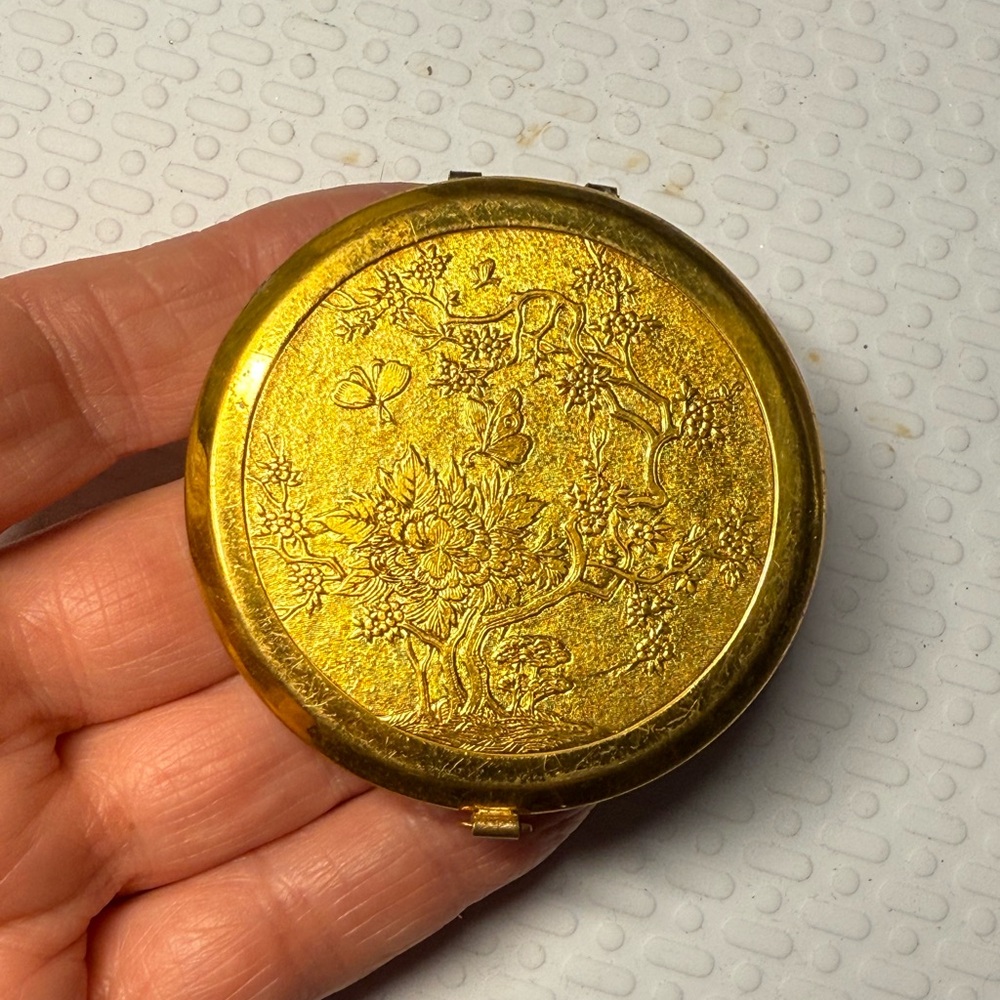 Gold Floral Compact Mirror